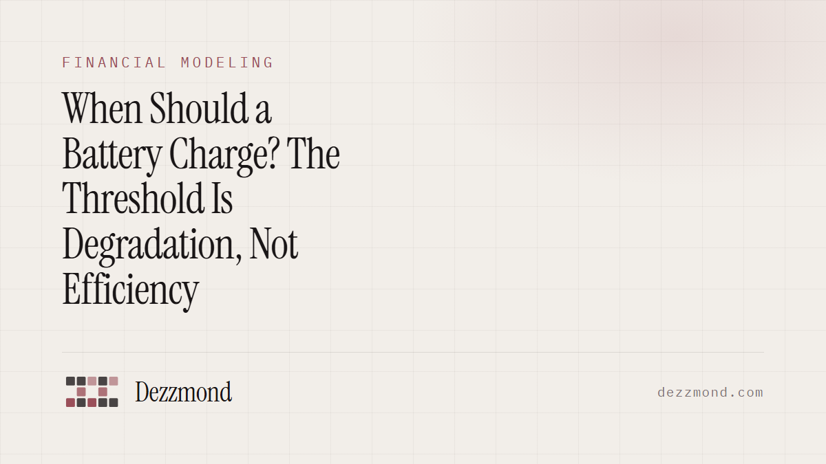 When Should a Battery Charge? The Threshold Is Degradation, Not Efficiency