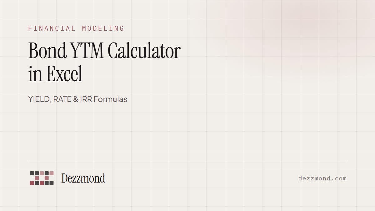 Bond YTM Calculator in Excel: YIELD, RATE & IRR Formulas