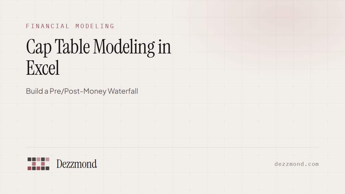 Cap Table Modeling in Excel: Build a Pre/Post-Money Waterfall (2026)