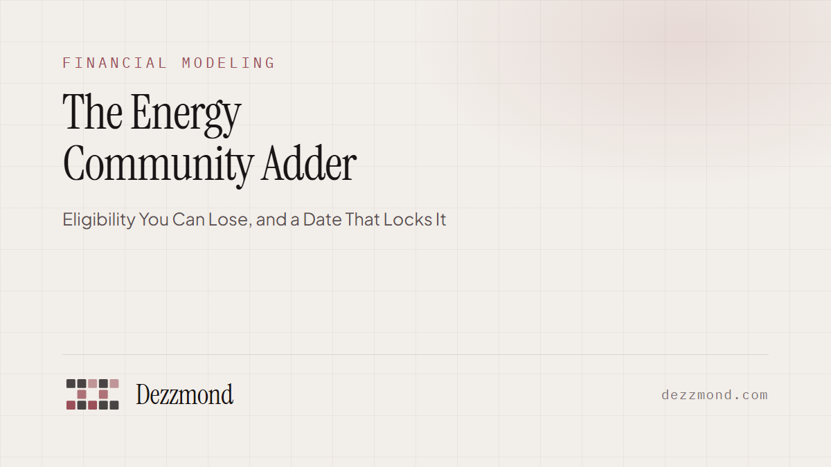 The Energy Community Adder: Eligibility You Can Lose, and a Date That Locks It