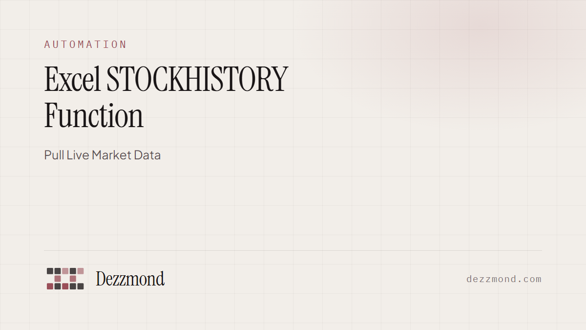 Excel STOCKHISTORY Function: Pull Live Market Data (2026)