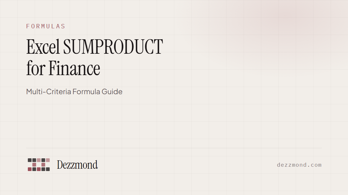 Excel SUMPRODUCT for Finance: Multi-Criteria Formula Guide (2026)