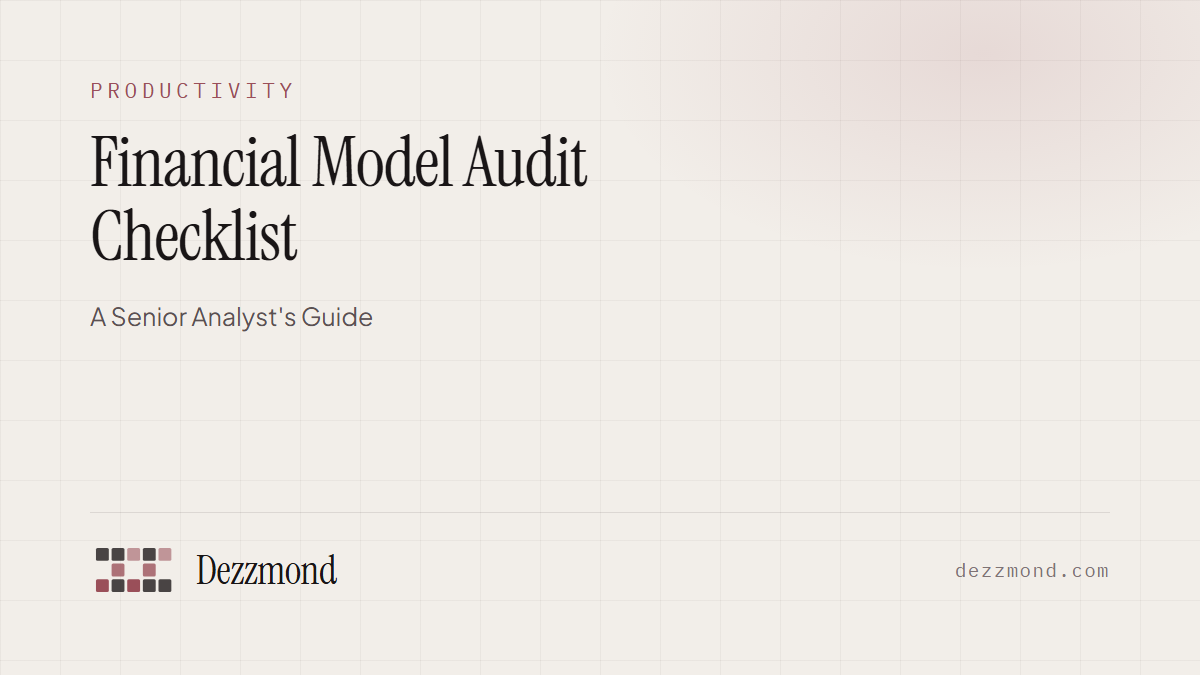 Financial Model Audit Checklist: A Senior Analyst's Guide (2026)