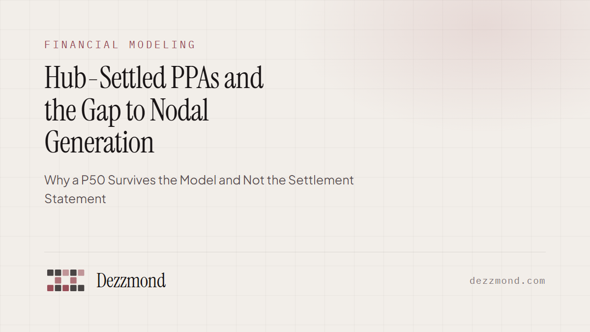 Hub-Settled PPAs and the Gap to Nodal Generation: Why a P50 Survives the Model and Not the Settlement Statement