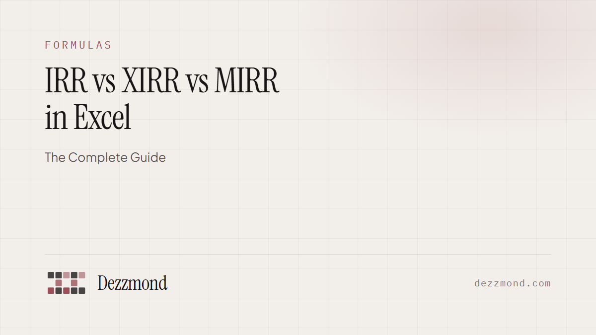 IRR vs XIRR vs MIRR in Excel: The Complete Guide (2026)