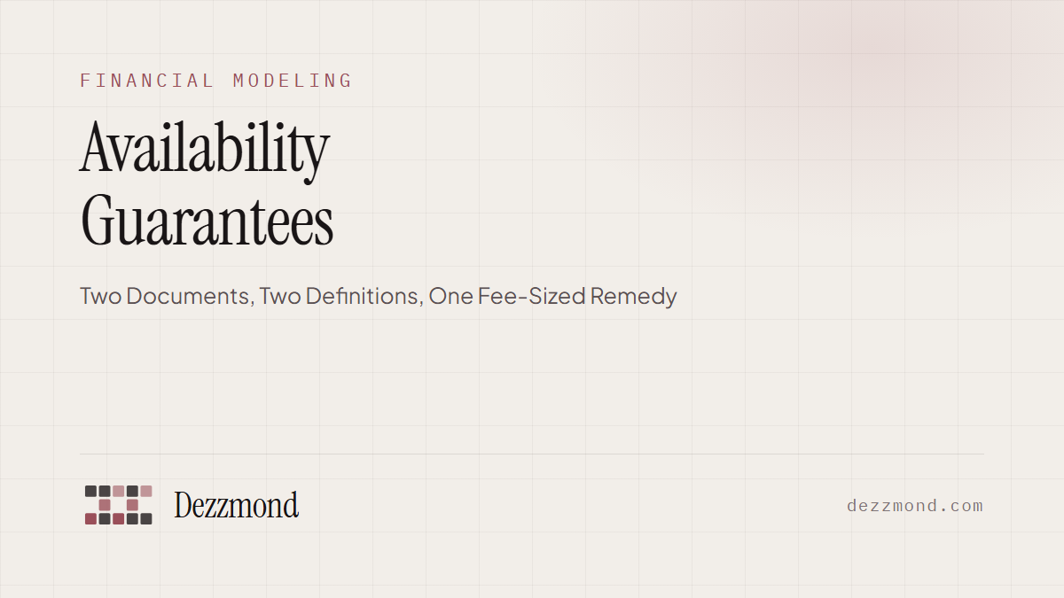 Availability Guarantees: Two Documents, Two Definitions, One Fee-Sized Remedy