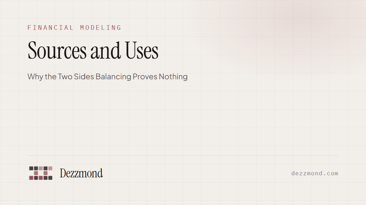 Sources and Uses: Why the Two Sides Balancing Proves Nothing