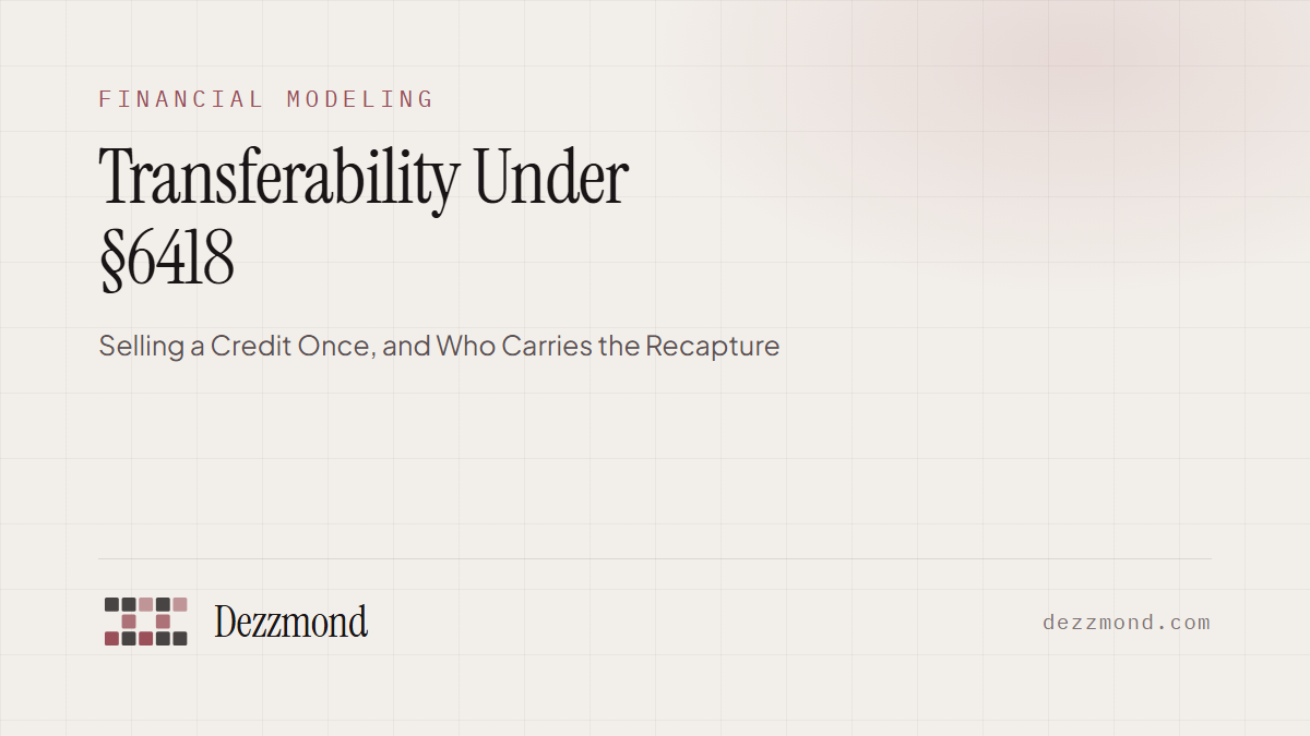 Transferability Under §6418: Selling a Credit Once, and Who Carries the Recapture